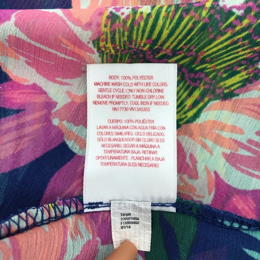 Merona Blue Tropical Floral Print Swim Beach Coverup - Picture 6 of 6